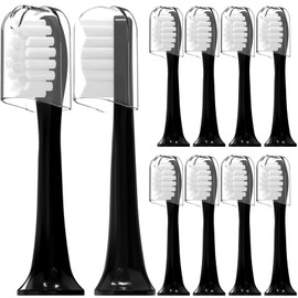 10 Pack Compatible with Suri Electric Toothbrush Replacement Brush Heads,for Suri Sonic Electric Toothbrush,with Dust Cover (Midnight Black, Medium)
