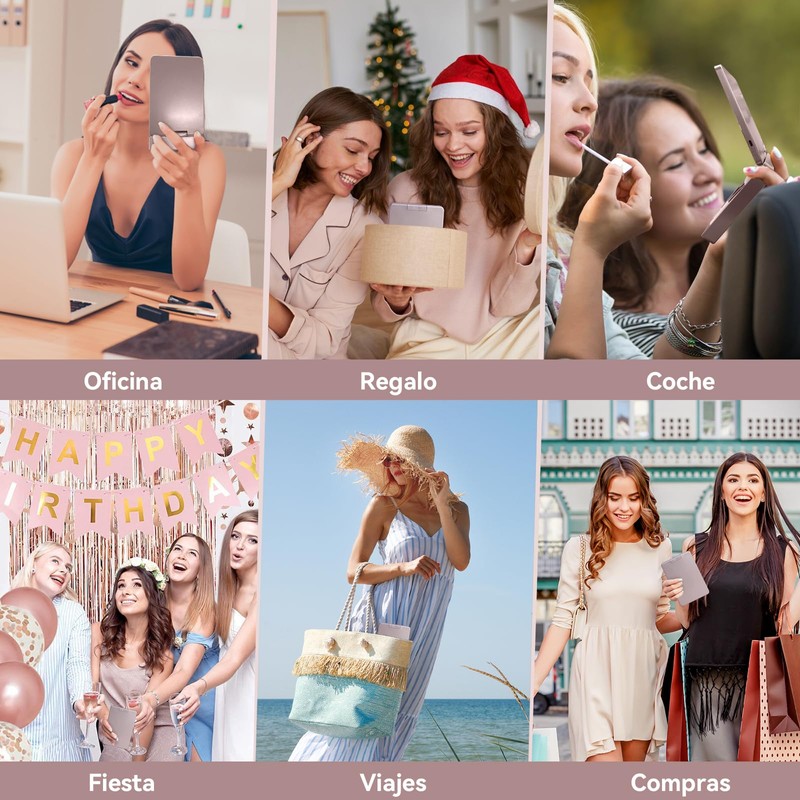 Set de Brochas de Maquillaje, 14 Piezas, con Espejo LED