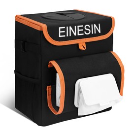 Einesin Car Trash Can with Tissue Holder - Leak-Proof Car Organizer and Storage Bag for The Back/Front/Console of Any Cars,Sedans, SUVs & Trucks Easy-to-Install Car Accessory Interior (M)