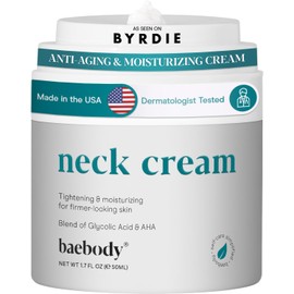 Baebody Firming Neck Cream with AHAs, CoQ10, Glycolic Acid, Green Tea for Sagging Skin, Fine Lines, Wrinkles, 1.7 Fl Oz