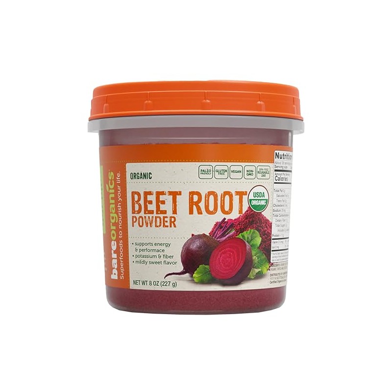 BareOrganics Beet Root Powder – Organic Superfood Dietary Supplement, Vegan,