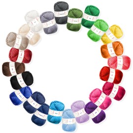 Soft Acrylic Yarn for Crocheting - 2400 Yards Crochet Yarn for Crocheting, Amigurumi Yarns for Knitting, Bulk, Perfect for Crafts, Crochet Amigurumi, and Knitting - 24 Pack x 50g