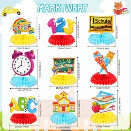 DPKOW First Day of School Party Honeycomb Centrepieces Colour Theme Table Topper Colour Paper Centrepieces 123 ABC School Bus for Table Decoration First Day of School Decoration Girls Boys