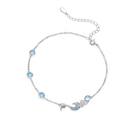 Fryneauy Flower and Cute Animal Anklet S925 Sterling Silver Jewellery for Women, Sterling Silver