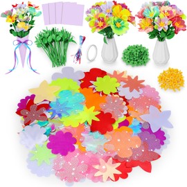 DIY Fabric Flower Bouquet Toy Accessories with 2 White Vases - Flower Market Toy Fitting Set - Arts & Crafts Toy