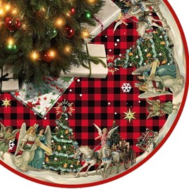 Christmas Tree Skirt Christmas Tree Skirt Round 120 cm / 47 Inches Christmas Tree Blanket Tree Blanket Christmas Tree Underlay Christmas Tree Rug Round for Christmas Tree Decorations (G)