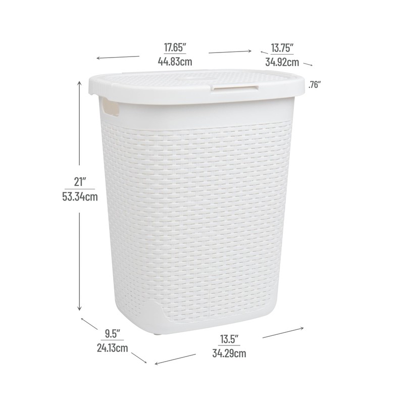 Mind Reader Slim Laundry Hamper with Lid, 50L Clothes Basket,