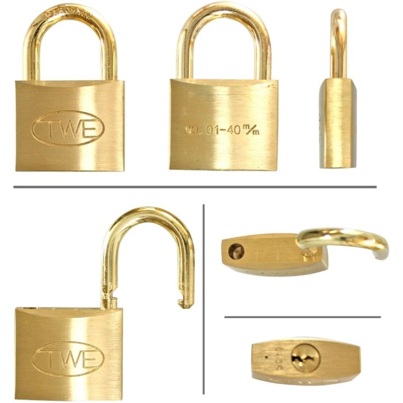 Wake Sangyo TWE Keyed Cylinder Lock Padlock Brass 1.6 inches
