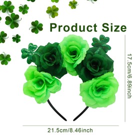 YIAJIA St Patricks Day Headband, St Patricks Day Accessories, Saint Patrick's Day Green Flower Shamrock Headband for Party Costume Headwear Accessories Gifts