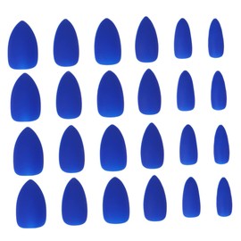Vaguelly 24pcs Blue Nail Art Stickers Stylish Fake Nail Tips Decals for Easy DIY Manicure
