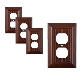 Pack of 4 Wall Plate Outlet Switch Covers by SleekLighting | Decorative Dark Brown Mahogany Look | Variety of Styles: Decorator/Duplex/Toggle / & Combo | Size: 1 Gang Toggle