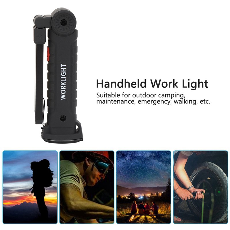 Portable LED Flashlight Torch with Magnet USB Rechargeable Working Lamp