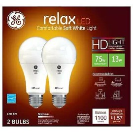 GE Lighting 36144 Relax HD LED Light Bulbs, Soft White, 1100 Lumens, 13 Watts,
