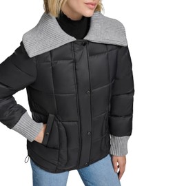 Andrew Marc Women's Outerwear Puffer, Black, Medium
