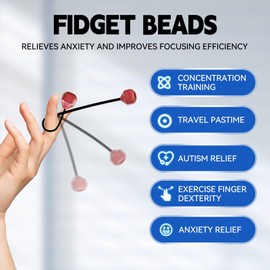Fidget Beads, Metal Fidget Toy EDC Anxiety Relief Toy for Men Women Teens Skill Players Stress Relief Toys (A-Red)