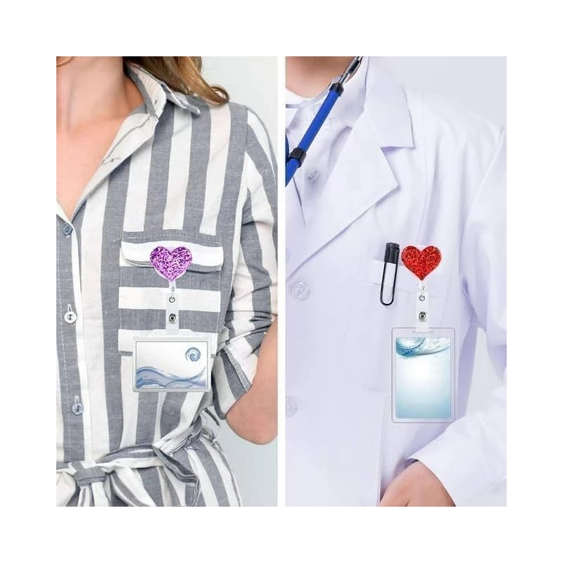 Heart Retractable Badge Holder, ID Card Clips, Badge Reel for