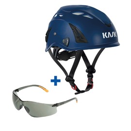 KASK Superplasma AQ Industrial Protection and Climbing Helmet (Blue) | Includes Safety Goggles (Black)