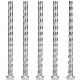 MroMax 5Pcs M6 x 90mm Hex Head Screws Bolts, 304 Stainless Steel 18-8, Fully Threaded, External Hex Drive, for Mounting Chair, Handles, Rail, Pump, Wheels, Antenna Parts, Boat and Plastic Bumpers