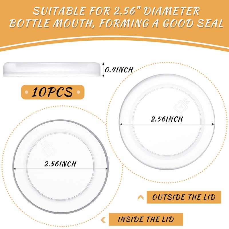 Hoolerry 10 Pcs Yogurt Jar Lids Set 2.64 Inch Clear