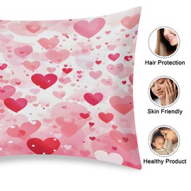 Satin Pillowcase for Hair and Skin, Passionate Love Heart Silk Pillowcase with Envelope Closure, Standard Size Pillow Cover for Bedroom Home Decor Warming Gifts for Mom from Daughter