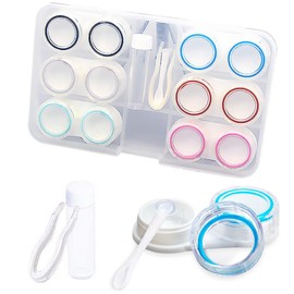 ofone 6 Pack Clear Contact Lens Case, Portable Contact Lenses Cases with Tweezers Remover Tool Solution Bottle Contacts Soak Storage Container Kit for Travel Home