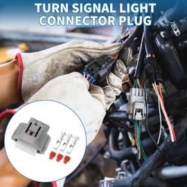 A ABSOPRO 3 Pin Turn Signal Light Connector Plug No.9098011020 2mm Series Female Wire Terminal for Toyota Tacoma 1997-2019 Plastic Tin-Plated Copper Gray 1 Set