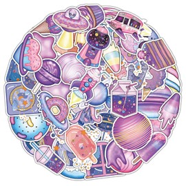 Pack of 50 Universe Stickers Pack Aliens Sticker Set Waterproof Vinyl Stickers for Laptop Children Cars Motorcycle Bicycle Skateboard Luggage Suitcase Computer Sticker Graffiti Decal