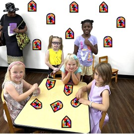 40PCS Sunday School VBS Crafts Bulk: Paper Cross Nativity Suncatchers, Jesus Religious Christian Classroom Camping Activity DIY Kits Gifts Church Decorations, Window Stained Glass Effect Art Supplies