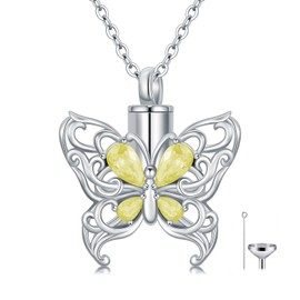 Shusukue Butterfly Urn Necklace for Ashes 925 Sterling Silver Memorial Cremation Keepsake with CZ Pendant Jewelry Women Keepsake Bereavement Gift for A Loss,11