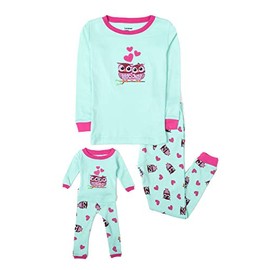 Leveret Kids & Toddler Pajamas Matching Doll & Girls Pajamas 100% Cotton Pjs Set (Owl, 8 Years)