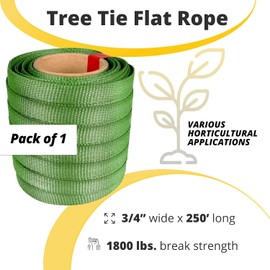 Green Tree Tie Webbing Strap 3/4" x 250' - Heavy Duty Tree Straps for Staking, Guying, Securing & Outdoor Use - Garden Ties Webbing Flat Rope for Heavy Plants & Trees Support by IDL Packaging
