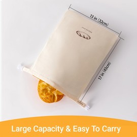 Zypb 2-Pack Reusable Beeswax Bread Bags for Sourdough & Homemade Bread, Large 17x13 Inch Eco-Friendly Cotton, Keep Bread Fresh Longer, Freezer-Safe, Easy to Clean, Natural Beeswax Lining for Freshness