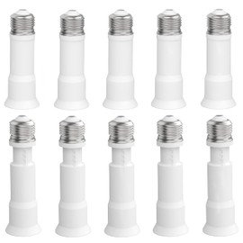 JACKYLED E26 Light Socket Extender 4-Level Extendable, 3.1-4.3in/8-11cm Extension E26/E27 Bulb Adapter Socket Converter, Light Bulb Extension for Living Room, Bedroom, Kitchen, Storage, Garage 10-Pack