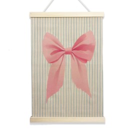 NQDWX Pink Bow Hanging Flag - Coquette Wall Decor for Girls College Bedroom, 12x17 Inches Aesthetic Canvas Banner with Wood Frame. (113)