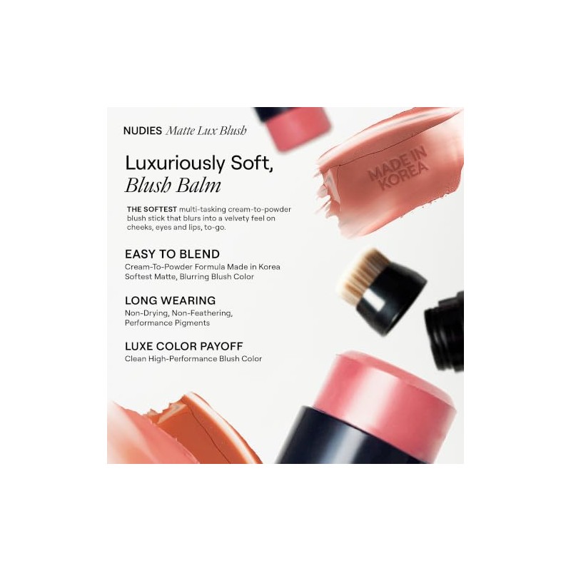 Nudestix Nudies Matte Lux – 3-in-1 Soft-Matte Blush Stick for