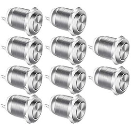 Gebildet 10 pieces 12 mm stainless steel 2A 12V-24V-125V-250V waterproof push button momentary push button on/off (flat head)