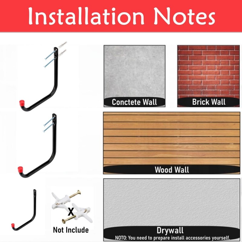 Moundnaik Garage Storage Hooks, Ladder Hooks, Heavy Duty Hooks, 17cm