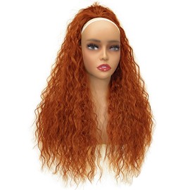 Long Curly Drawstring Ponytail Extension for Women Clip in Ponytail Hair pieces Synthetic Long Curly Wavy Clip in Pony tail Hair Extensions for Daily Party Use (26 Inch, Copper Red)
