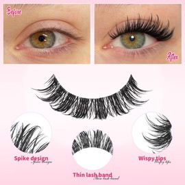 Manga Lashes Wispy Eyelashes Natural Look 3D False Eyelashes Anime Lashes C Curl Russian Strip Fake Eyelashes Fairy Cat Eye Lashes7 Pairs by WTVANE
