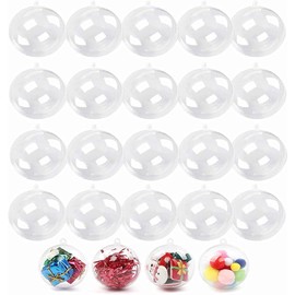 20 Pack Clear Ornaments Balls,Dwwffer DIY Plastic Fillable Christmas Decorations Tree Balls Baubles Craft Transparent Ball Gifts for Christmas Wedding Party New Years Present Home Decor,60mm