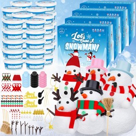 EOBOH 48 Pack Snowman Kit, Christmas Crafts DIY Toys Kit, Build a Snowman Craft Winter Decorations Indoor, Creative Air Dry Clay Modeling Crafts, Christmas Activities School Family Party Supplies