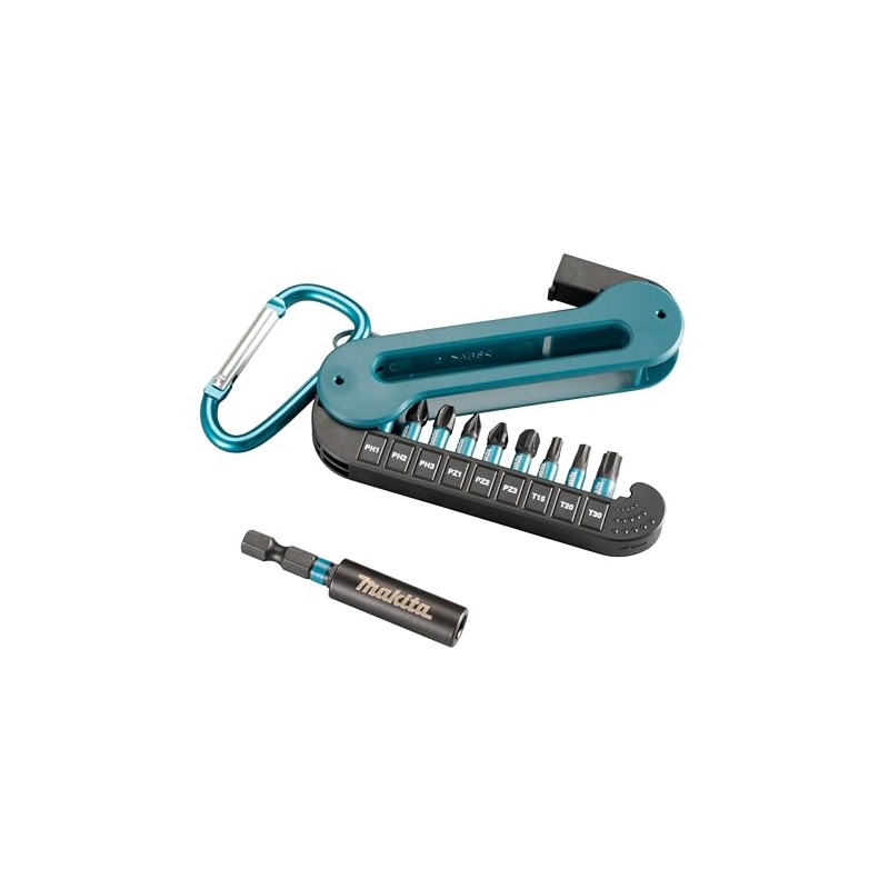 Makita E-12005 Impact Black Bit Set 10-Piece with Carabiner, PH,