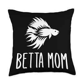 Betta Fishes Clothing Beta Fish Desins Betta Mom Tropical Fish for Aquarium Lovers Throw Pillow, 18x18, Multicolor