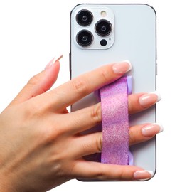LOVEHANDLE PRO Premium Phone Grip - Silicone Phone Strap - Magnetic Phone Mount and Kickstand for Smartphone and Tablet - Amethyst Glitter Silicone