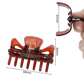 JaneYi 6 Pieces Hair Claw Clips Plastic Hair Claws Non-Slip Strong Hold Hair Jaw Clips Medium Small Hair Clasps Fashion Hair Styling Accessories for Women Girls Fine Long Short Hair - Black and Brown