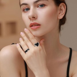 ZENGSING Open Rings for Women,5 Piece Womens Adjustable Stainless Steel Rings,Star Ring Silver,Silver Rings Set for Women