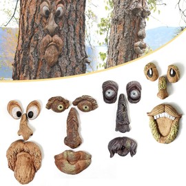 Punkxiong Tree Faces Decor Outdoor,Old Man Tree Hugger,Easter Decorations Sculpture Garden Peeker Bark Ghost Face Face Decor Outdoor Whimsical Sculpture,Yard Art Decoration,Garden Decor Peeker 4Pack