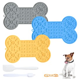 Focenat 3 Stück Schleckmatte mit Saugnapf, Schleckmatte Katze, Leckmatte Hund, Langsam Feeder, Leckmatte mit Spachtel und Pinsel, futtermatte für Baden, Pflegen,Trainieren