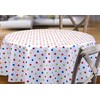 BEAUTEX White Oilcloth Tablecloth with Colourful Polka Dots, Wipe-Clean Garden