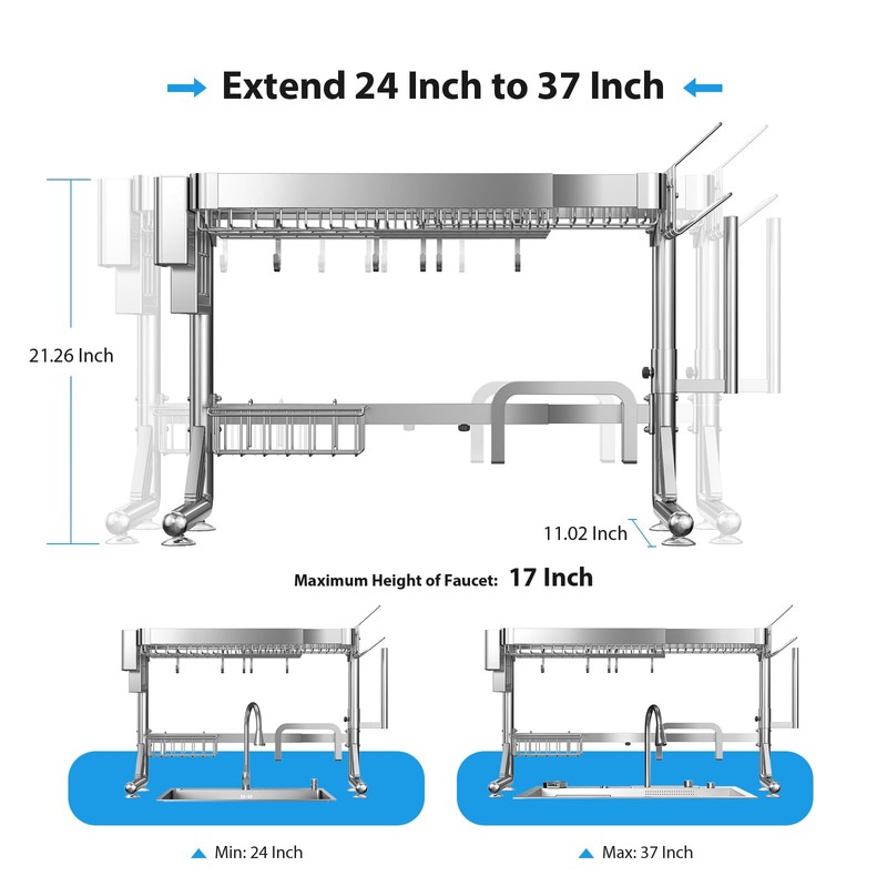 Shrivee Over The Sink Dish Drainer Drying Rack, 2 Tier